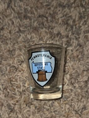 Pennsylvania Keystone State Shot Glass - Blue & Brown Shield